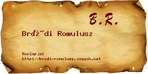 Bródi Romulusz névjegykártya